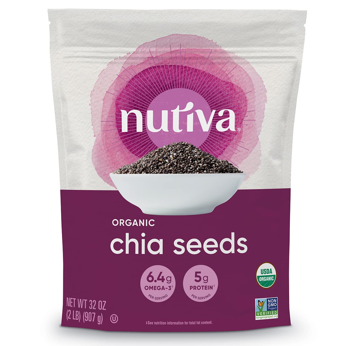 Nutiva USDA Organic Raw Black Chia Seeds, 32 Ounce (Pack of 1)