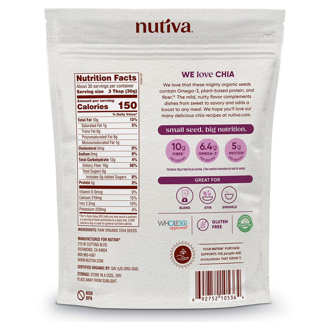 Nutiva USDA Organic Raw Black Chia Seeds, 32 Ounce (Pack of 1)