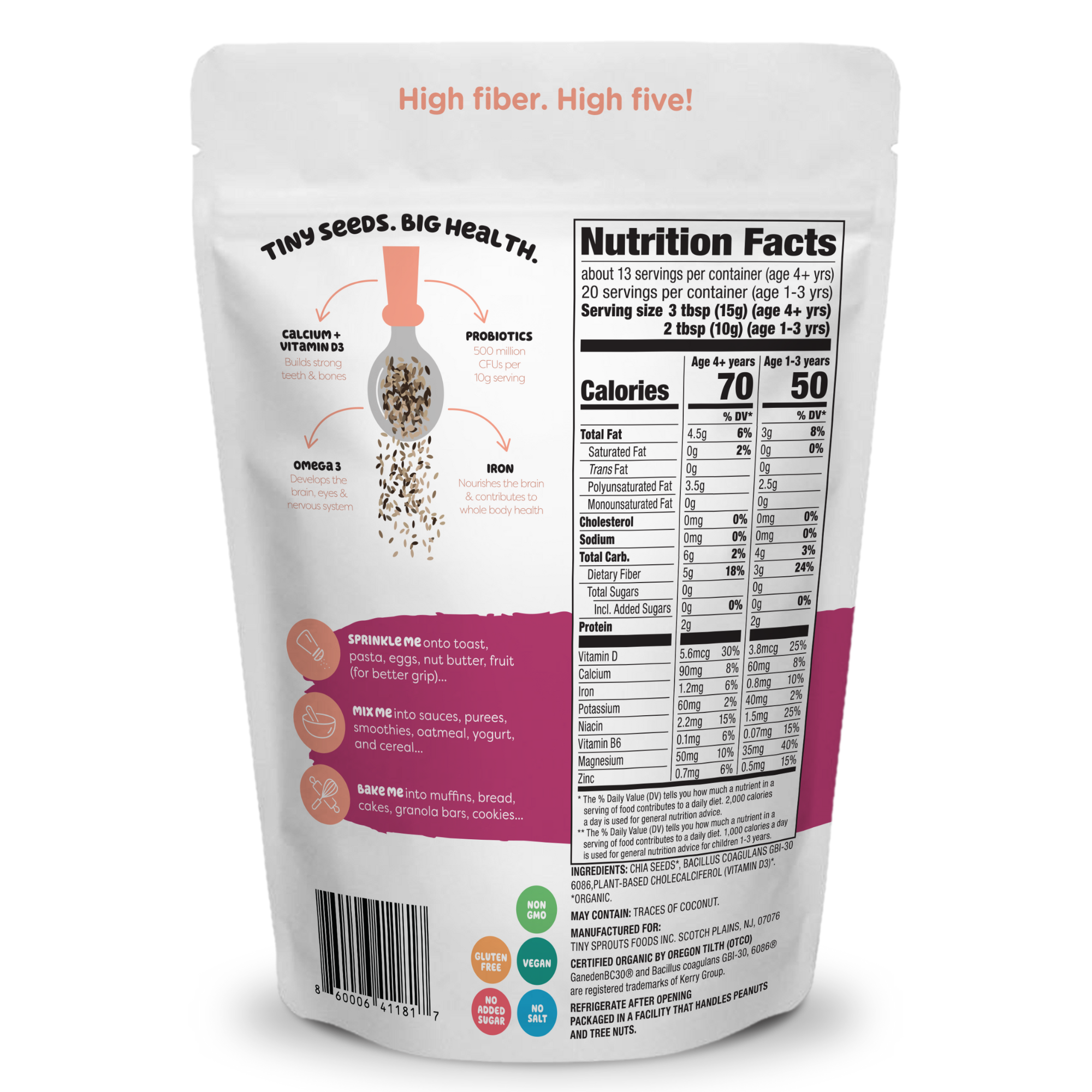 Organic Milled Chia Seeds + Vitamin D & Probiotics (Copy)